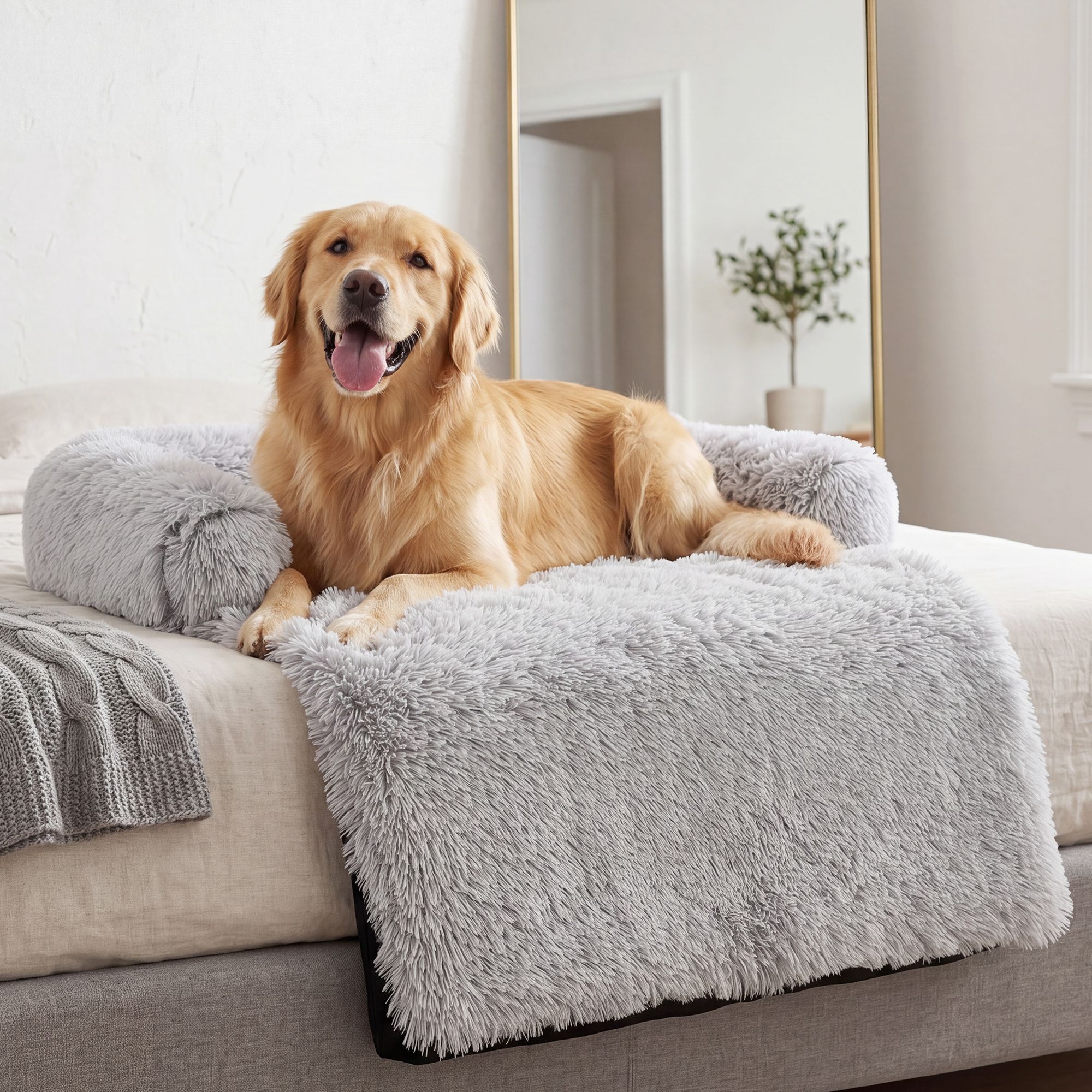 Plush Dog Bed Dog Bed With Bolster Comfortable Dog Bed Large Dog Bed Small Dog - Image 1