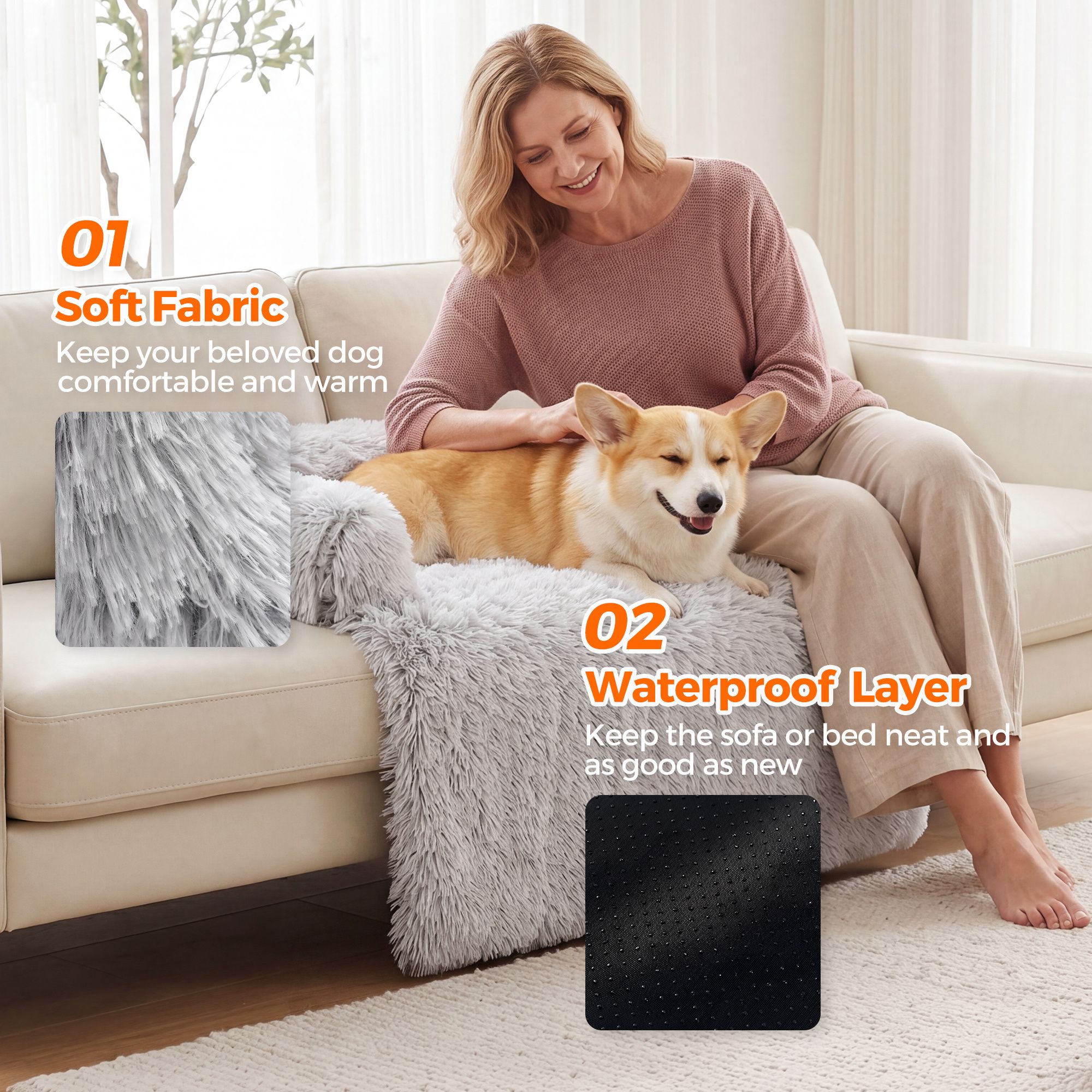 Plush Dog Bed Dog Bed With Bolster Comfortable Dog Bed Large Dog Bed Small Dog - Image 2
