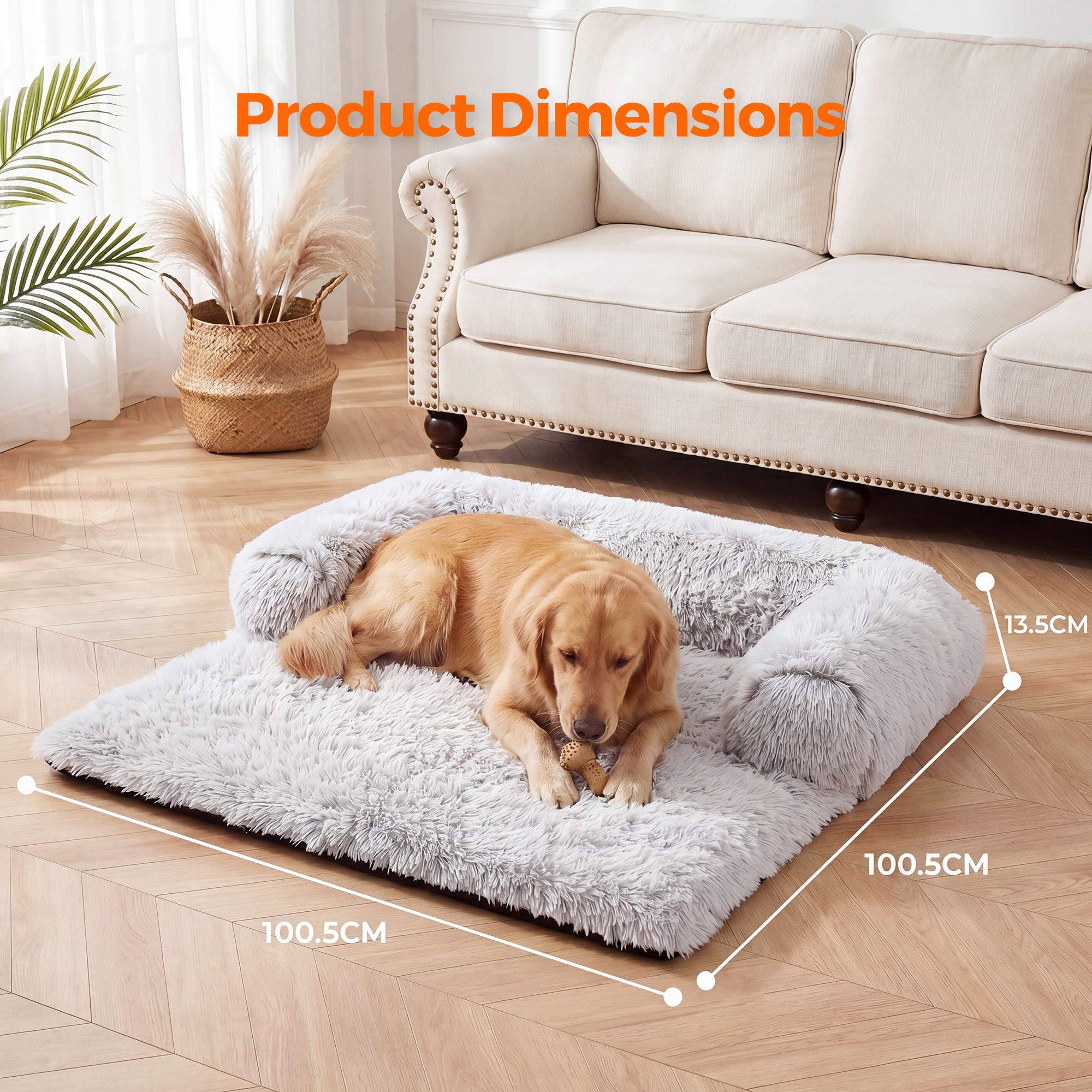 Plush Dog Bed Dog Bed With Bolster Comfortable Dog Bed Large Dog Bed Small Dog - Image 3