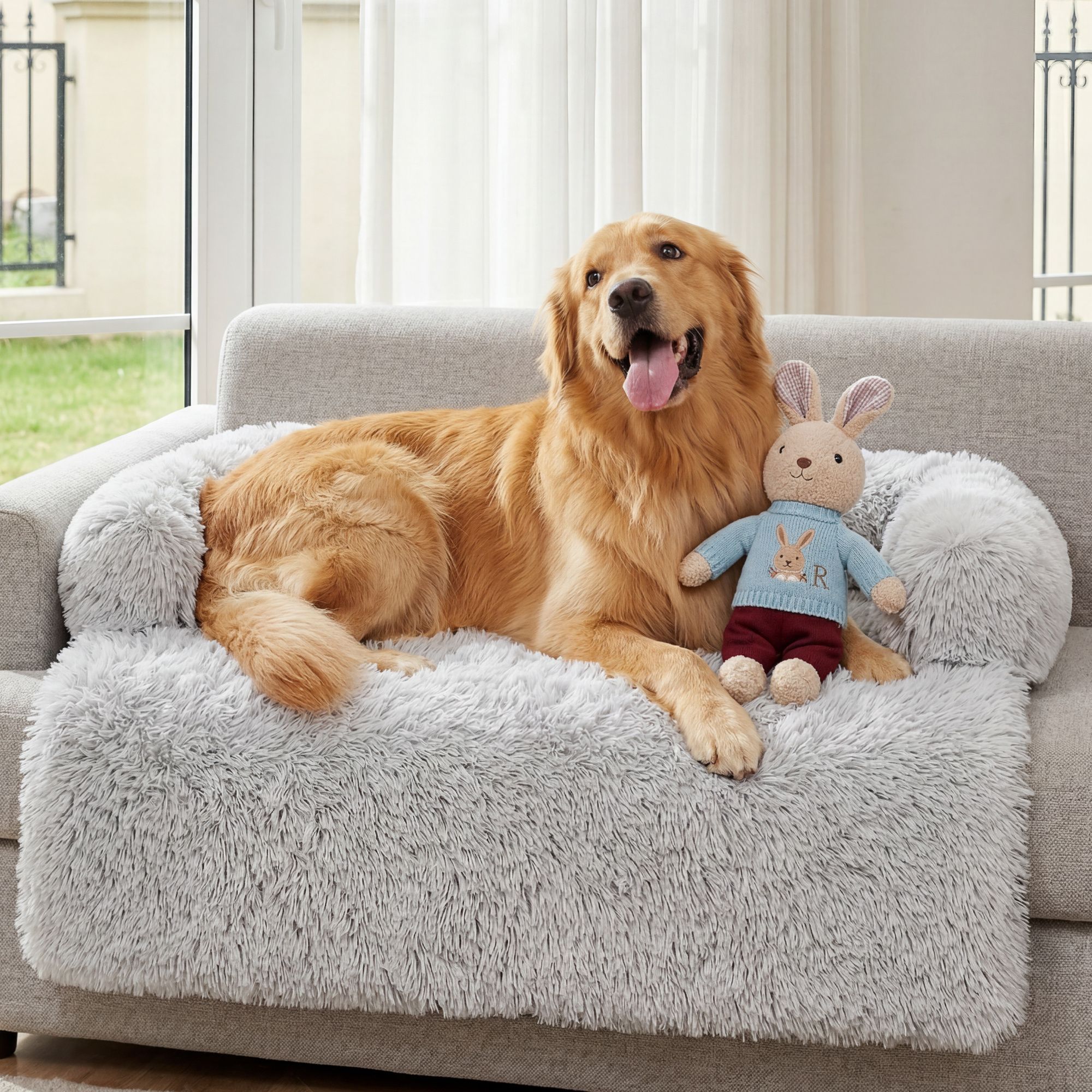 Plush Dog Bed Dog Bed With Bolster Comfortable Dog Bed Large Dog Bed Small Dog - Image 5