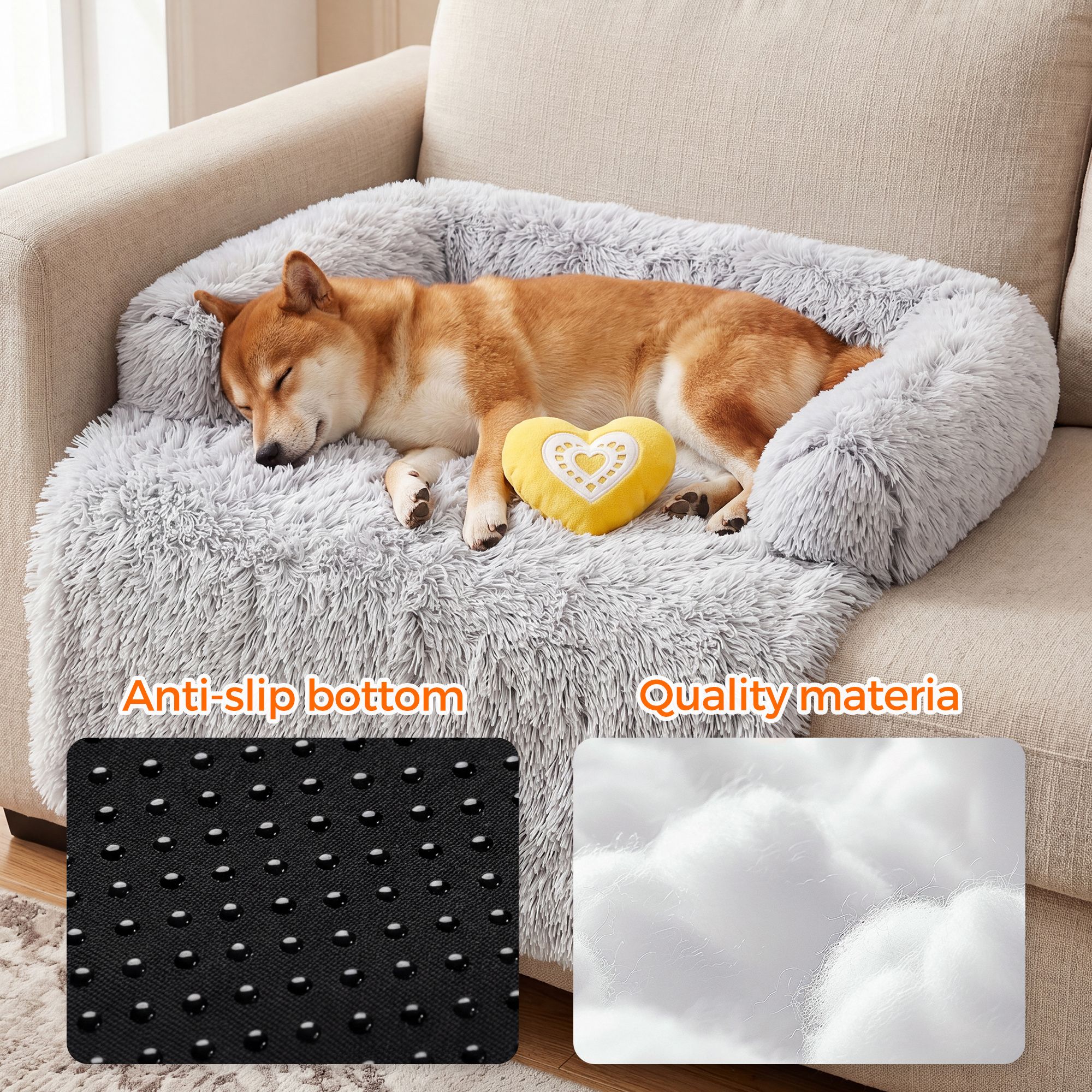 Plush Dog Bed Dog Bed With Bolster Comfortable Dog Bed Large Dog Bed Small Dog - Image 6