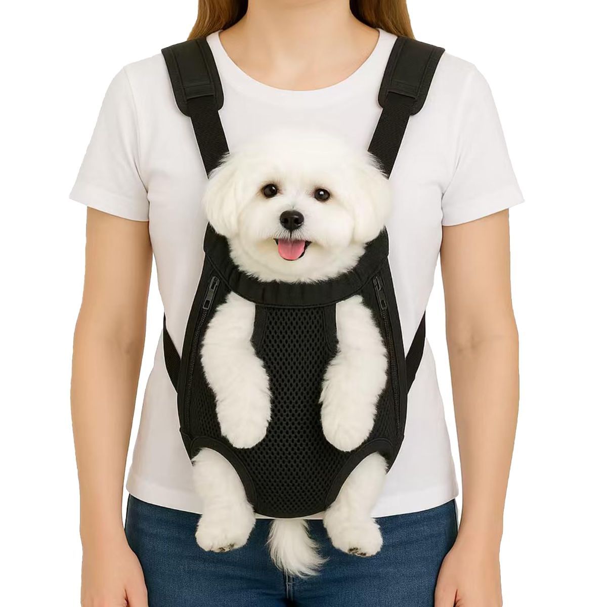 Dog Carrier Backpack Small Dog Carrier Pet Carrier Hands-Free Dog Carrier - Black / L - Image 1