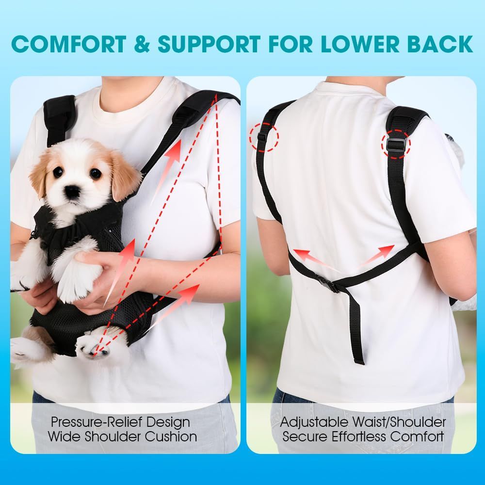 Dog Carrier Backpack Small Dog Carrier Pet Carrier Hands-Free Dog Carrier - Black / L - Image 2