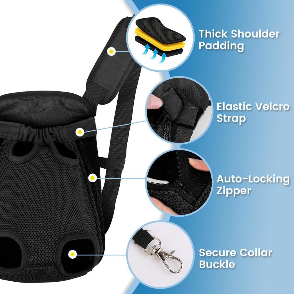 Dog Carrier Backpack Small Dog Carrier Pet Carrier Hands-Free Dog Carrier - Black / L - Image 3