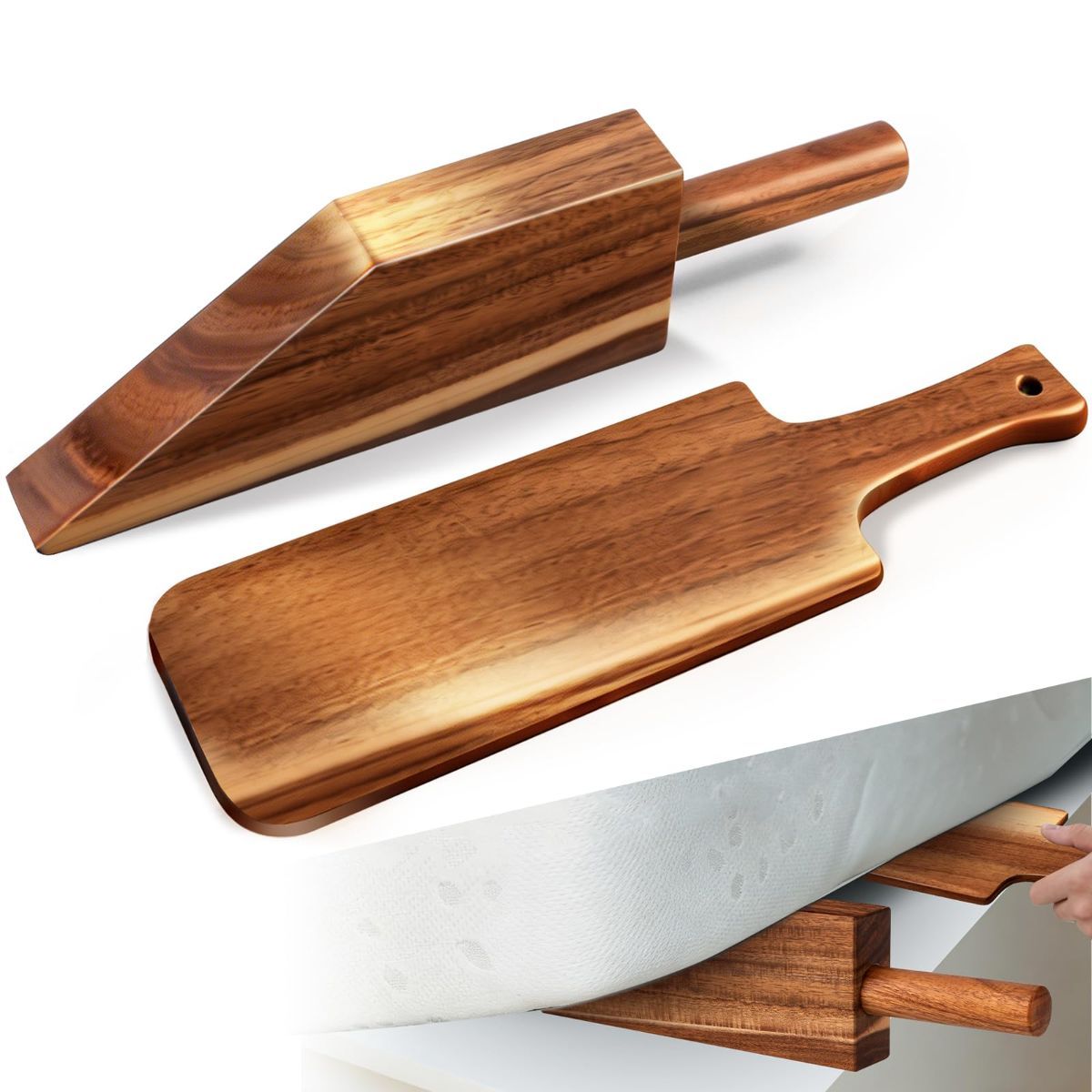 Acacia Wood Mattress Lifter Bed-Making Tool Set Mattress Lifting Wedge Bed - Image 1
