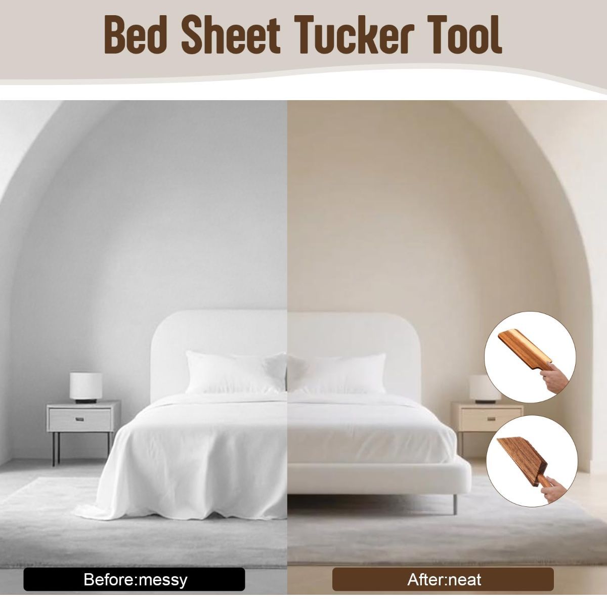Acacia Wood Mattress Lifter Bed-Making Tool Set Mattress Lifting Wedge Bed - Image 3