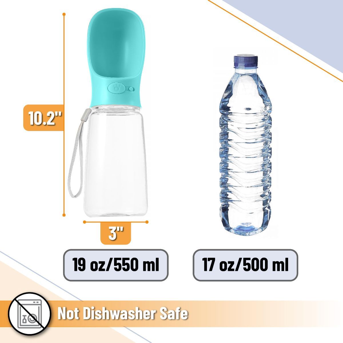 Portable Dog Water Bottle 19 Ounces Dog Water Bottle Large Dog Water Dispenser - Image 3