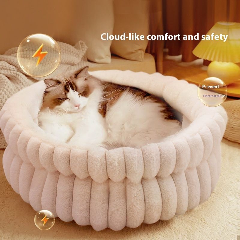 plush cat bed, cat comfort bed, anti-static cat bed, high quality cat bed, cat resting place, pet bed Australia, soft cat bed-White. - Image 1