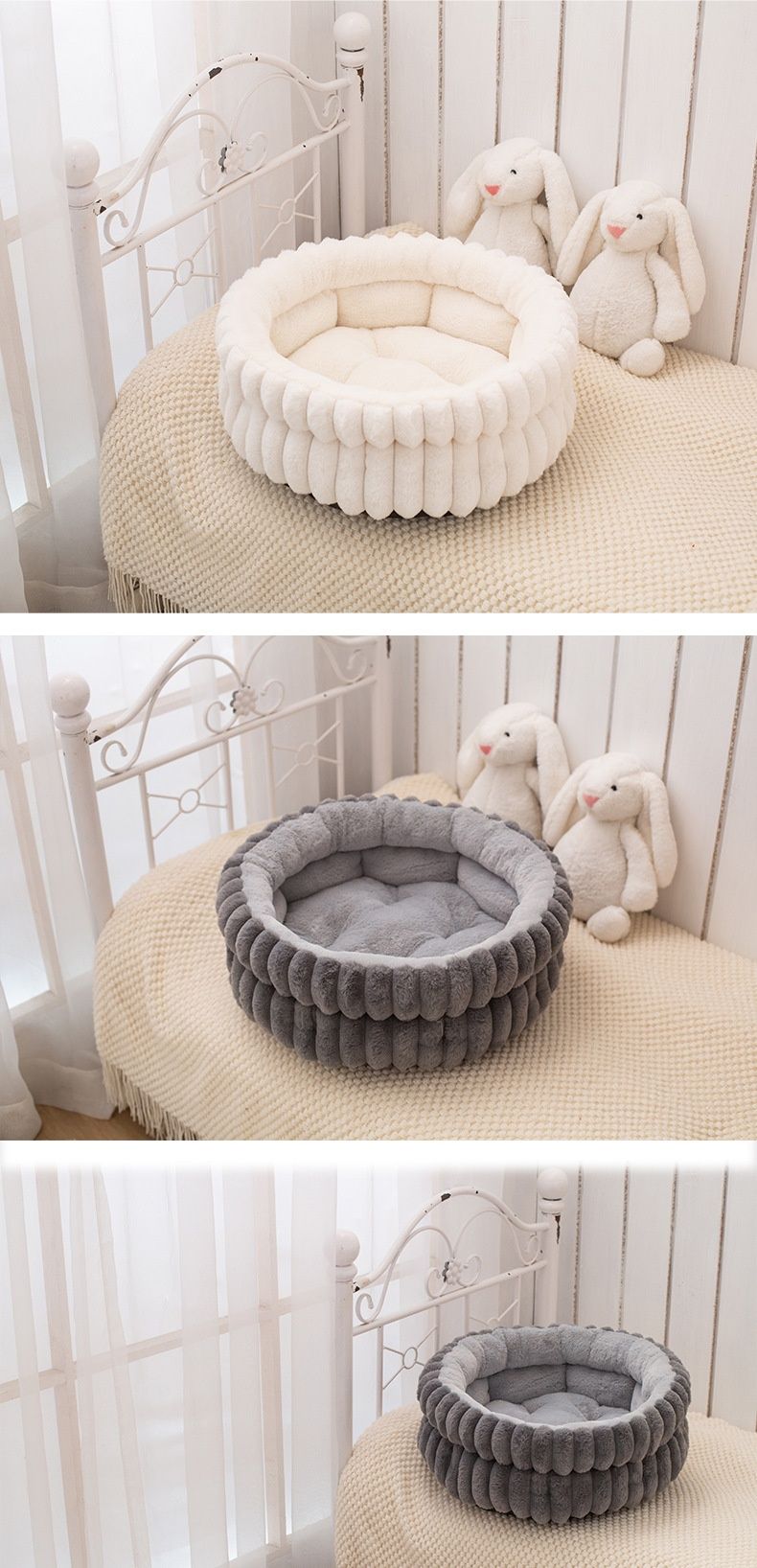plush cat bed, cat comfort bed, anti-static cat bed, high quality cat bed, cat resting place, pet bed Australia, soft cat bed-White. - Image 8