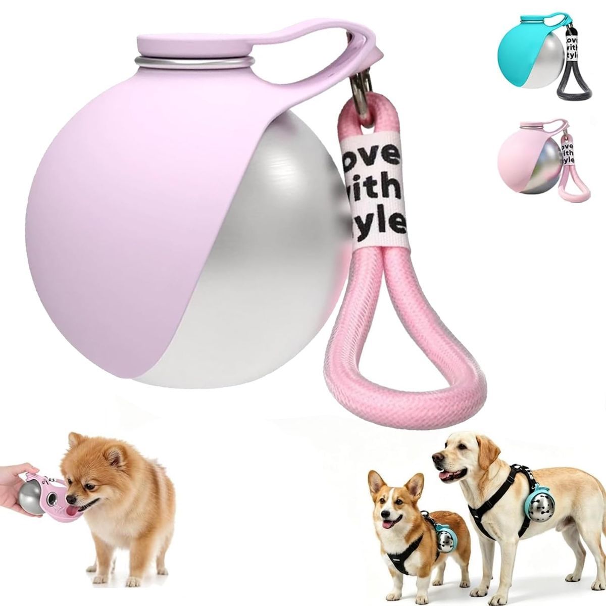 Portable Dog Water Bottle 2-In-1 Dog Water Dispenser Stainless Steel Pet Water - Image 1