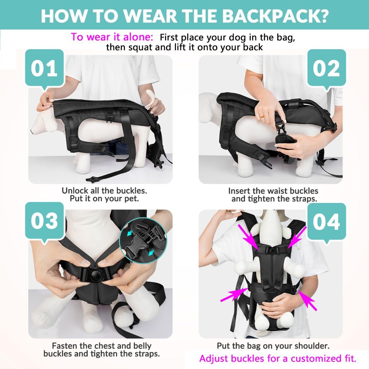 Dog Harness Storage Bags For Dogs Pet Accessories Dog Outdoor Gear High-Quality - Black - Size S - Image 3