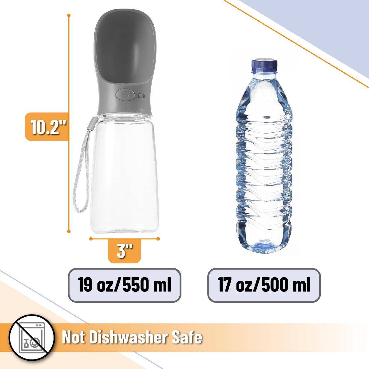 Portable Dog Water Bottle 19 Ounces Dog Water Bottle Large Dog Water Dispenser - Image 2