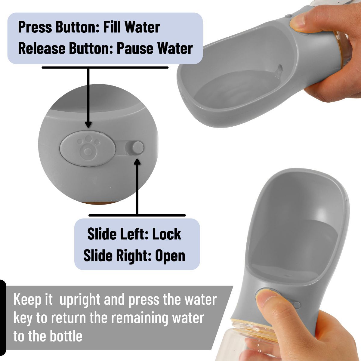 Portable Dog Water Bottle 19 Ounces Dog Water Bottle Large Dog Water Dispenser - Image 3