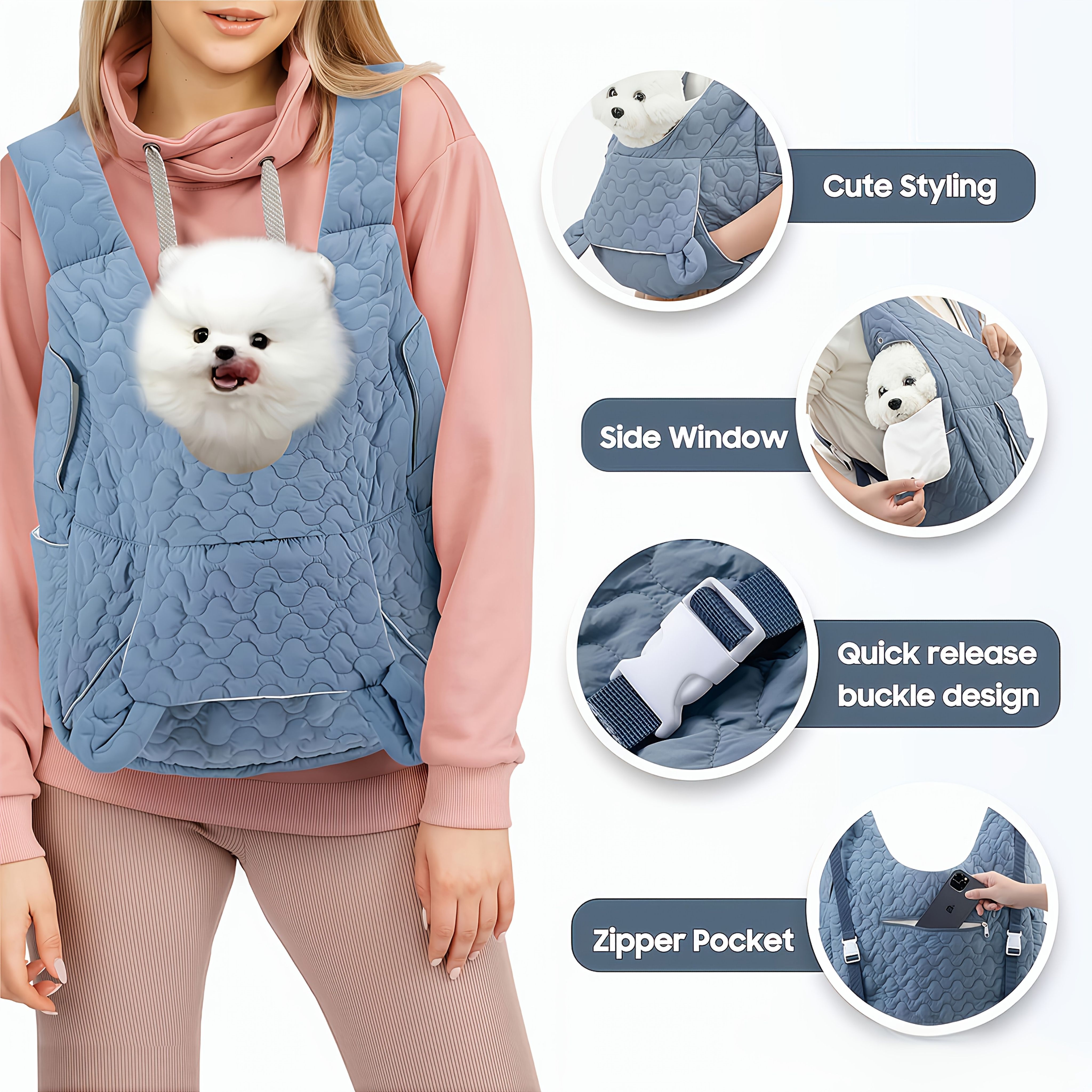 dog carrier vest, hands-free pet carrier, small dog carrier, dog hiking gear, pet travel accessories, Australian pet supplies, dog walking accessories, pet carrier vest -Blue - Image 6