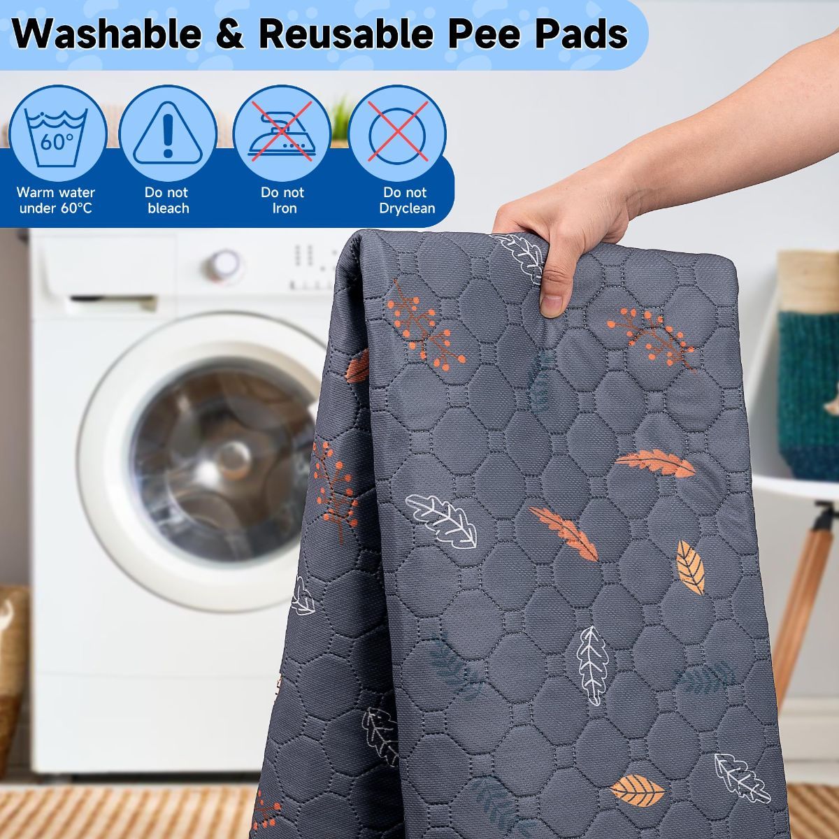 2-Pack Reusable Dog Urine Pads Dog Pee Pads Absorbent Dog Pads Dog Training Pads - Dark Gray / 18in*24in - Image 5