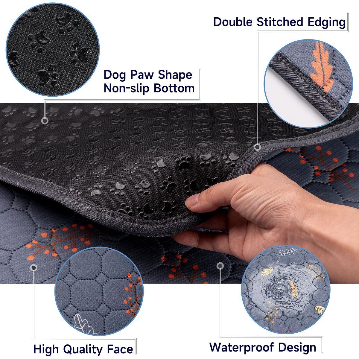 2-Pack Reusable Dog Urine Pads Dog Pee Pads Absorbent Dog Pads Dog Training Pads - Dark Gray / 18in*24in - Image 6