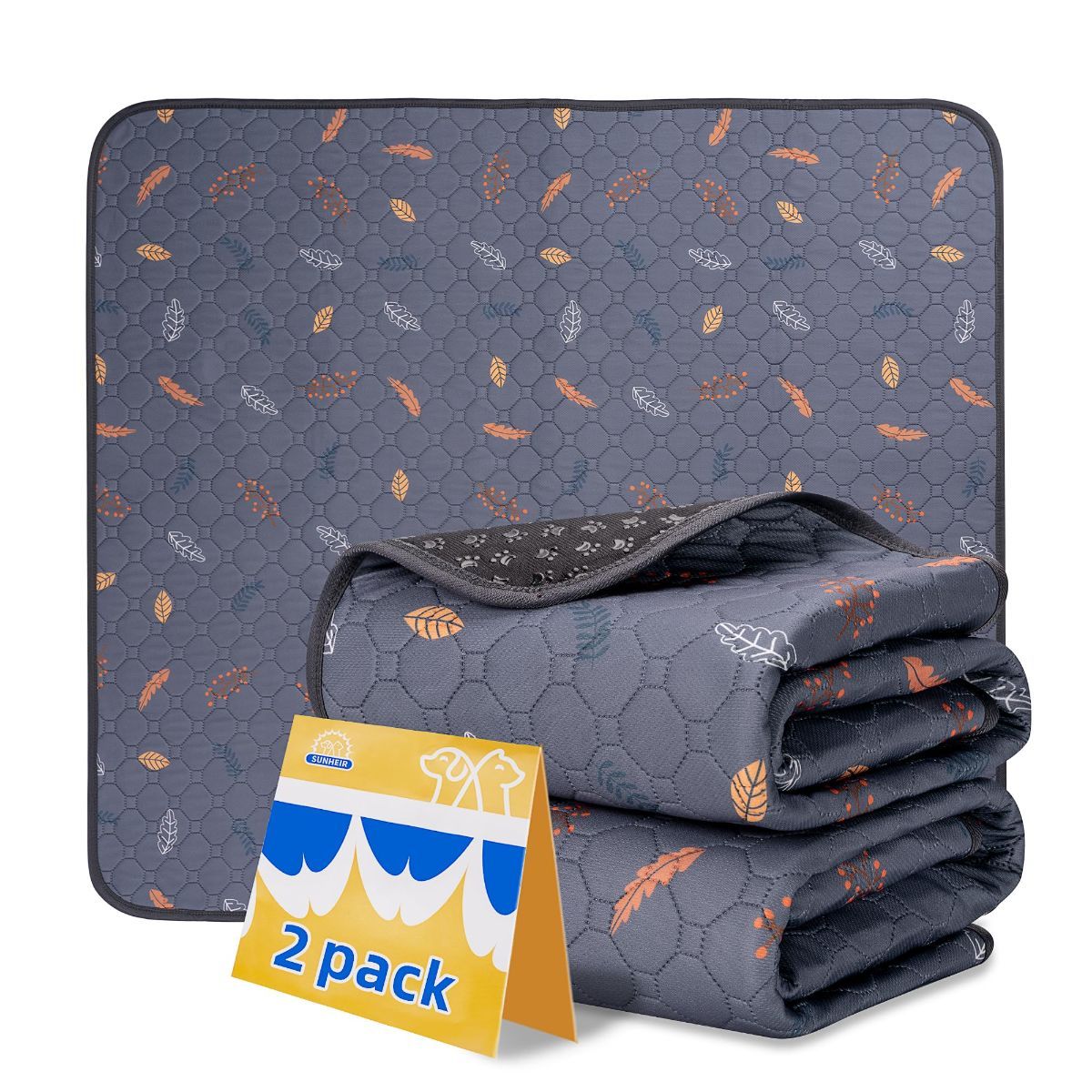 2-Pack Reusable Dog Urine Pads Dog Pee Pads Absorbent Dog Pads Dog Training Pads - Dark Gray / 36in*41in - Image 1