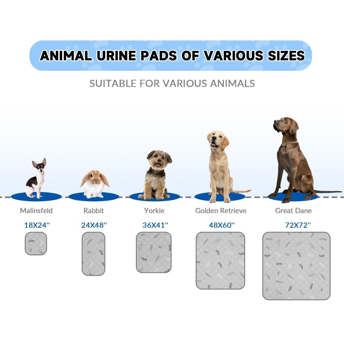 2-Pack Reusable Dog Urine Pads Dog Pee Pads Absorbent Dog Pads Dog Training Pads - Dark Gray / 36in*41in - Image 2