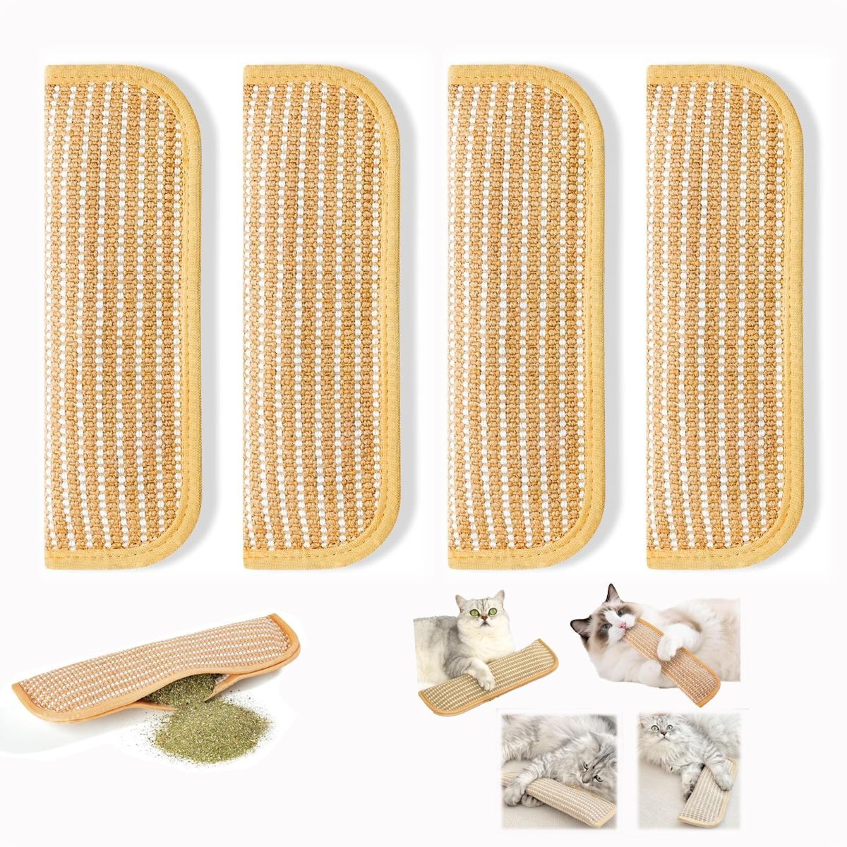 4PC Cat Toys Catnip Toys Interactive Cat Toys Catnip Kicker Soft Sisal Pillow Cat - Image 1