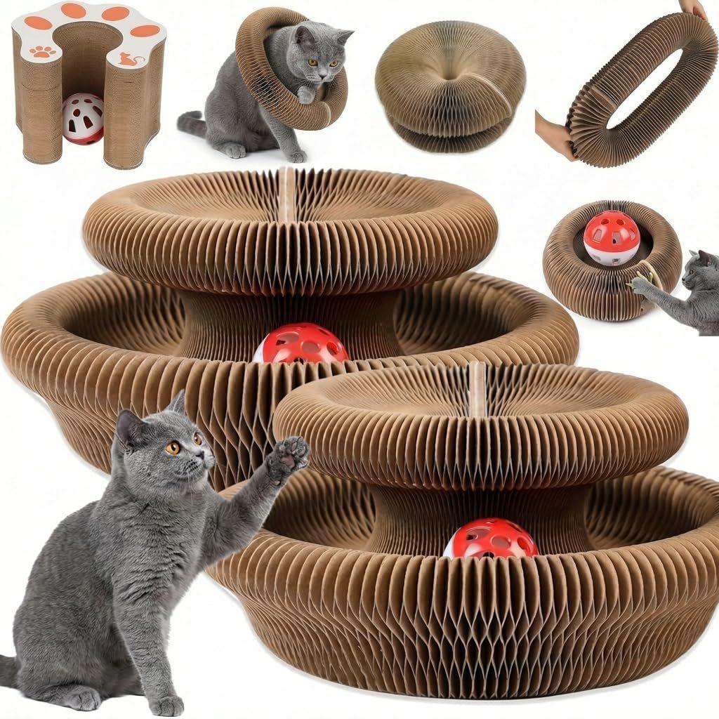 2-Pack Cat Toy Cat Scratching Board Collapsible Cat Toy Recyclable Cat Toy Interactive - Image 1