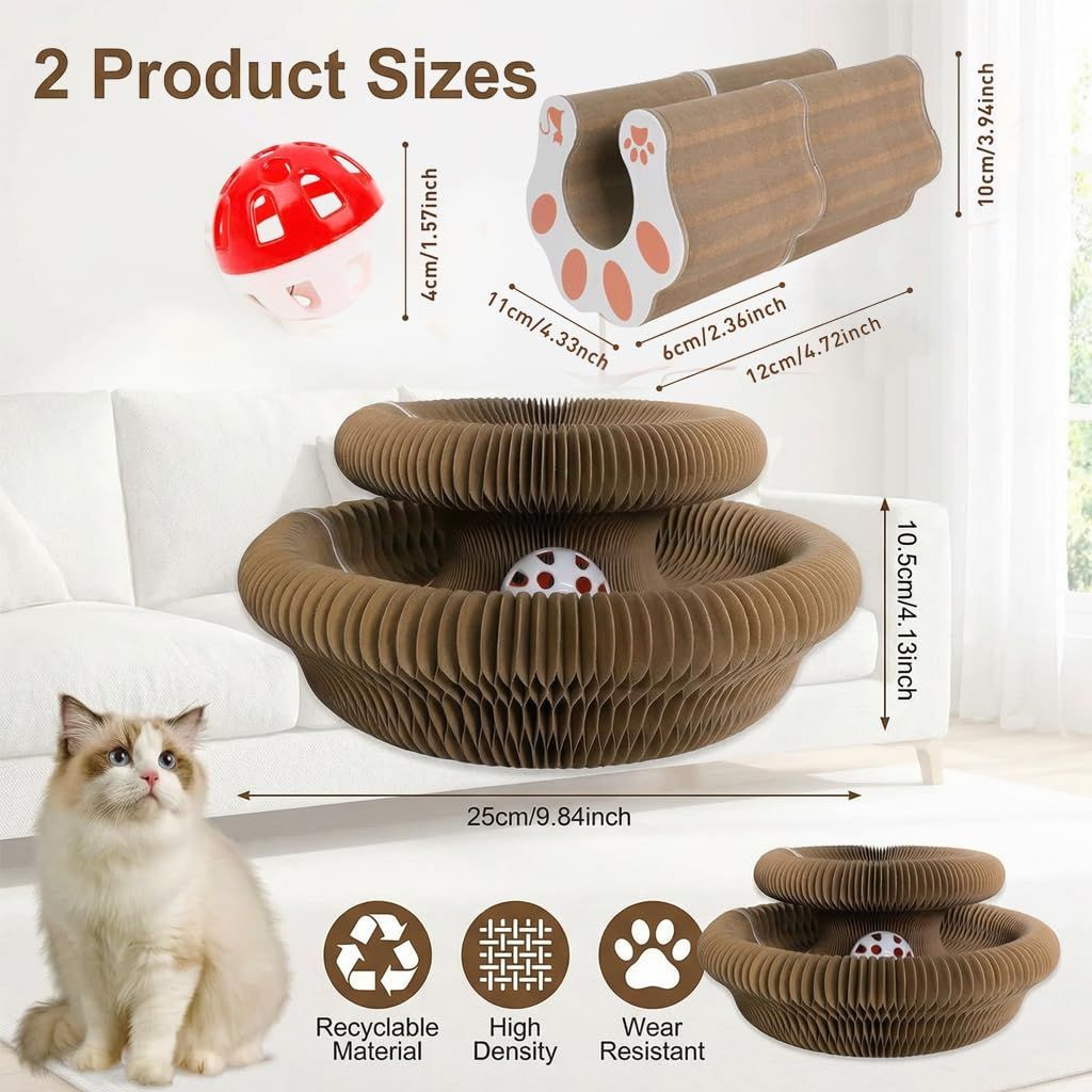 2-Pack Cat Toy Cat Scratching Board Collapsible Cat Toy Recyclable Cat Toy Interactive - Image 2