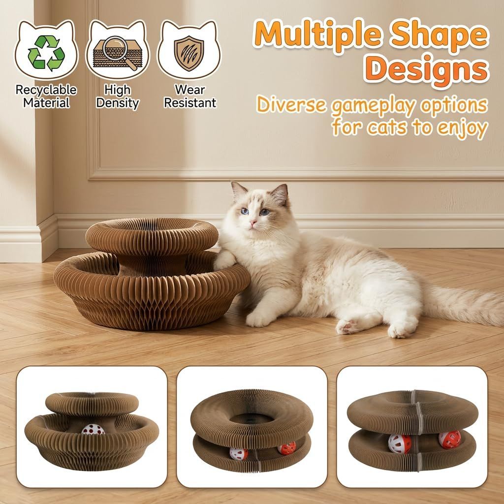 2-Pack Cat Toy Cat Scratching Board Collapsible Cat Toy Recyclable Cat Toy Interactive - Image 3