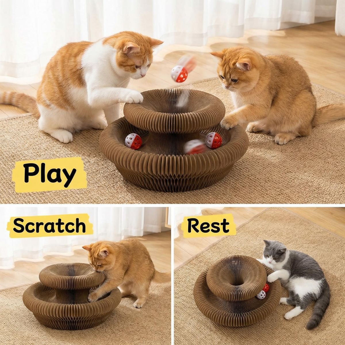 2-Pack Cat Toy Cat Scratching Board Collapsible Cat Toy Recyclable Cat Toy Interactive - Image 8