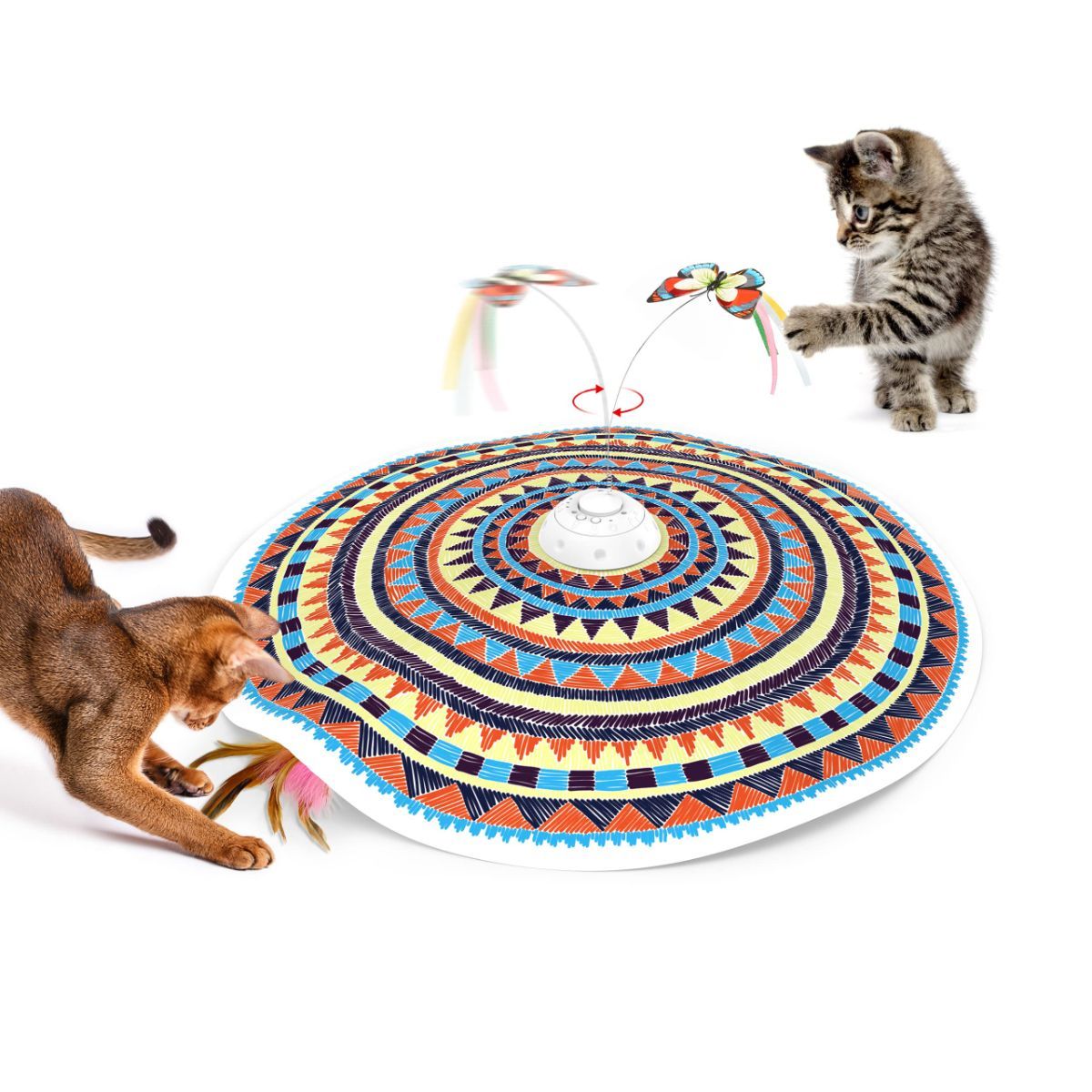 Cat Toy Interactive Spinning Cat Toy Butterfly Attachment Cat Toy Feather - Image 1