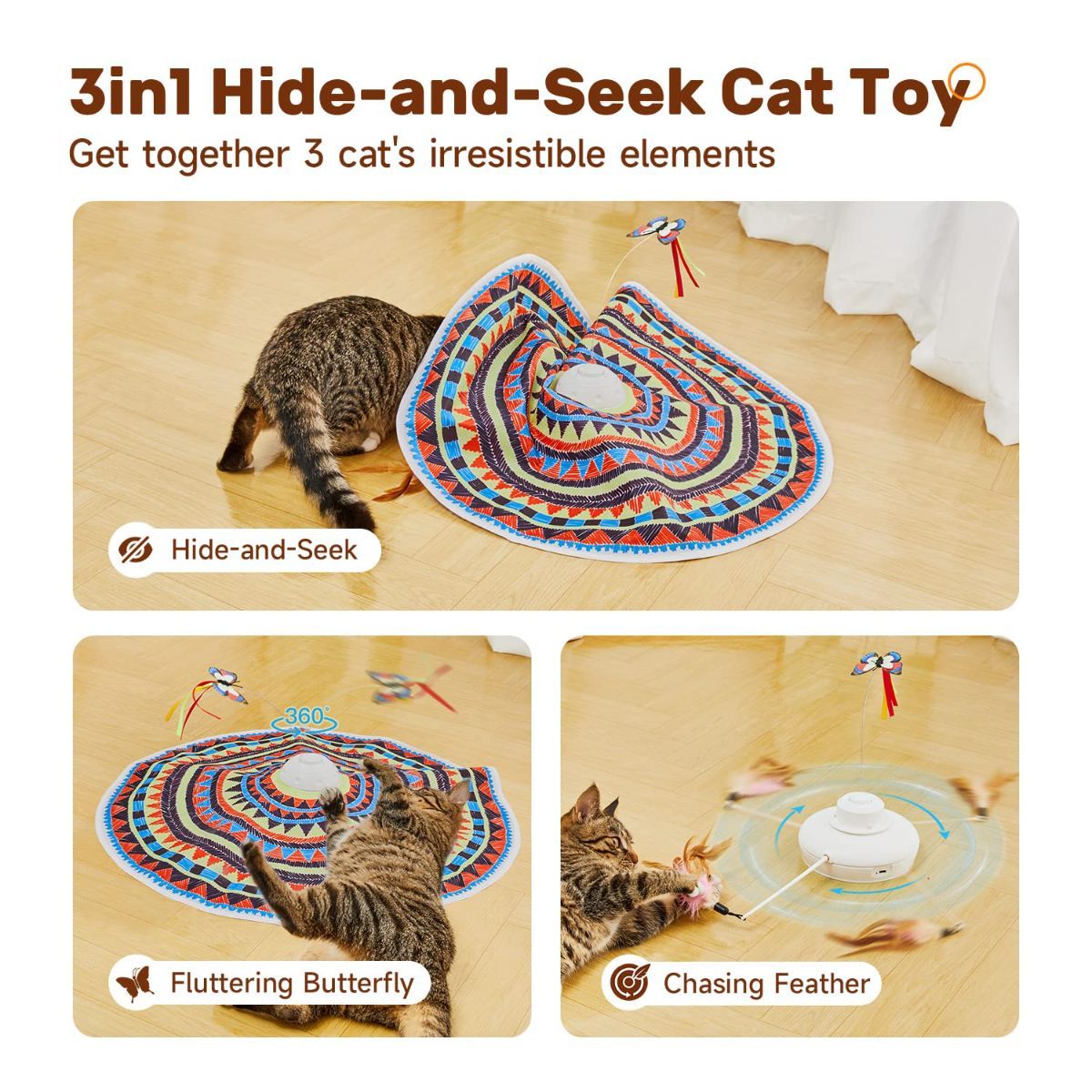 Cat Toy Interactive Spinning Cat Toy Butterfly Attachment Cat Toy Feather - Image 4