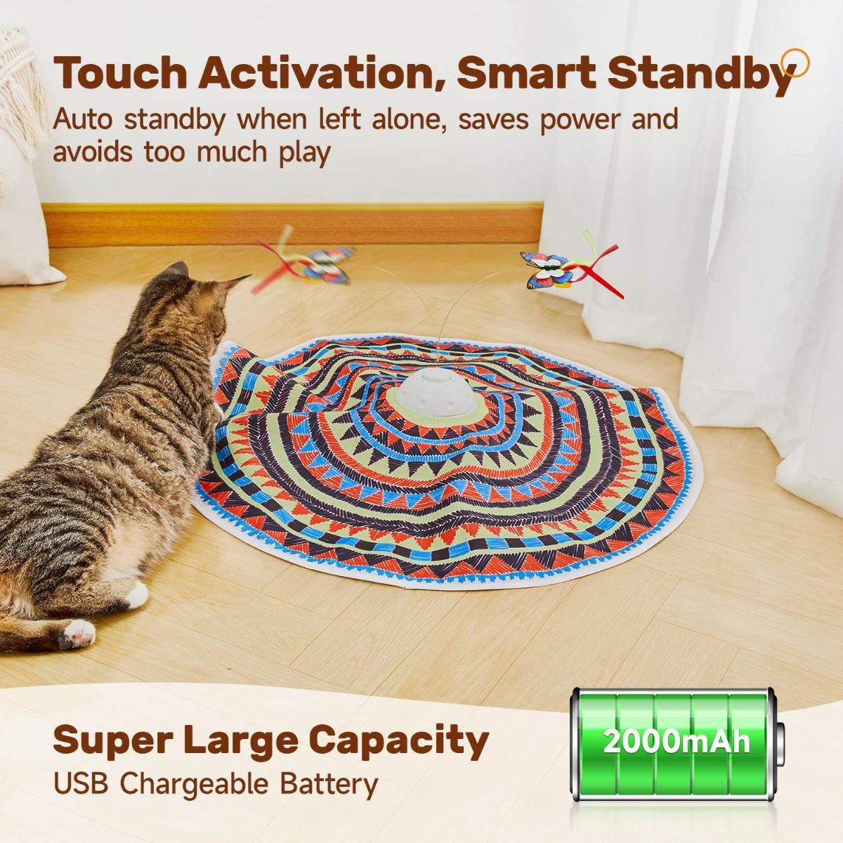Cat Toy Interactive Spinning Cat Toy Butterfly Attachment Cat Toy Feather - Image 5