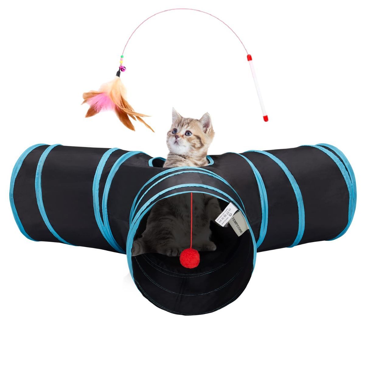 Cat Toy Interactive Cat Toy Cat Tunnel Feather Teaser Wand Indoor Cat Toy Cat - Image 1