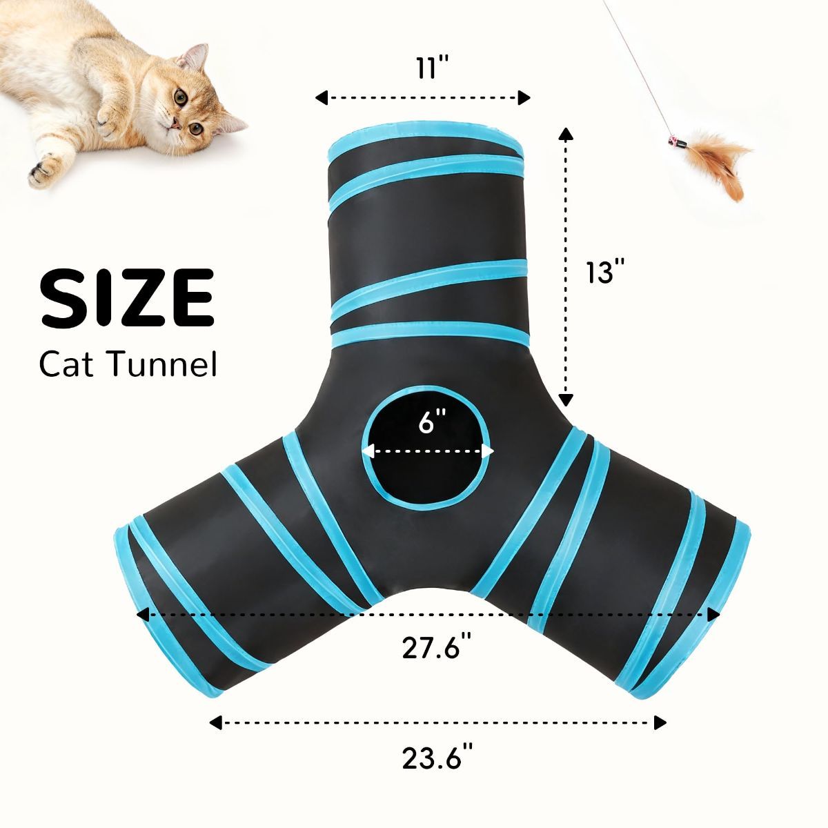Cat Toy Interactive Cat Toy Cat Tunnel Feather Teaser Wand Indoor Cat Toy Cat - Image 2
