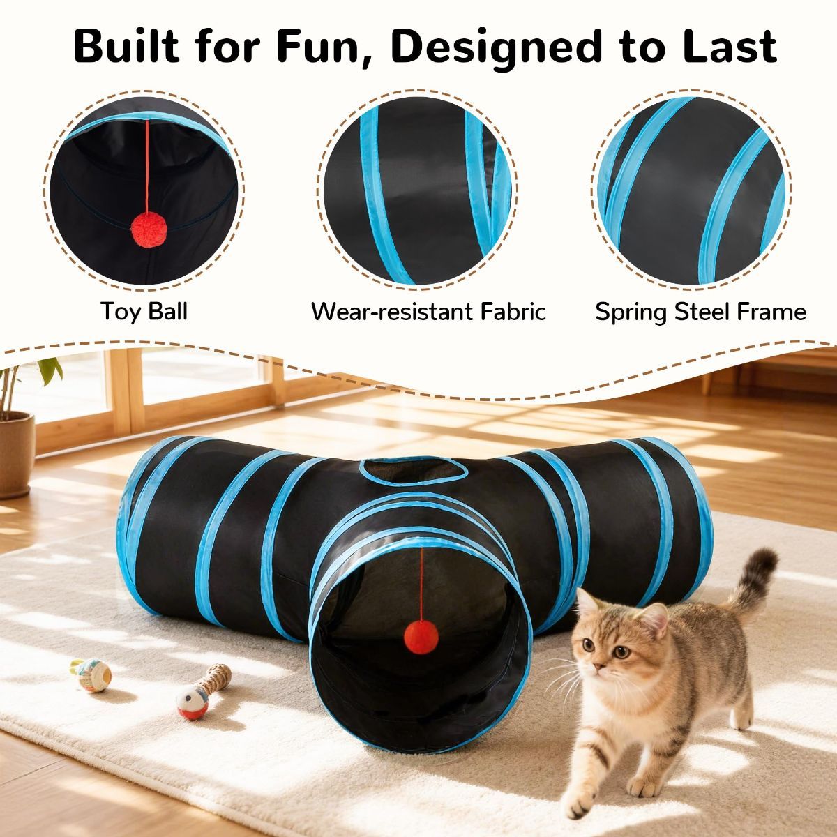 Cat Toy Interactive Cat Toy Cat Tunnel Feather Teaser Wand Indoor Cat Toy Cat - Image 6