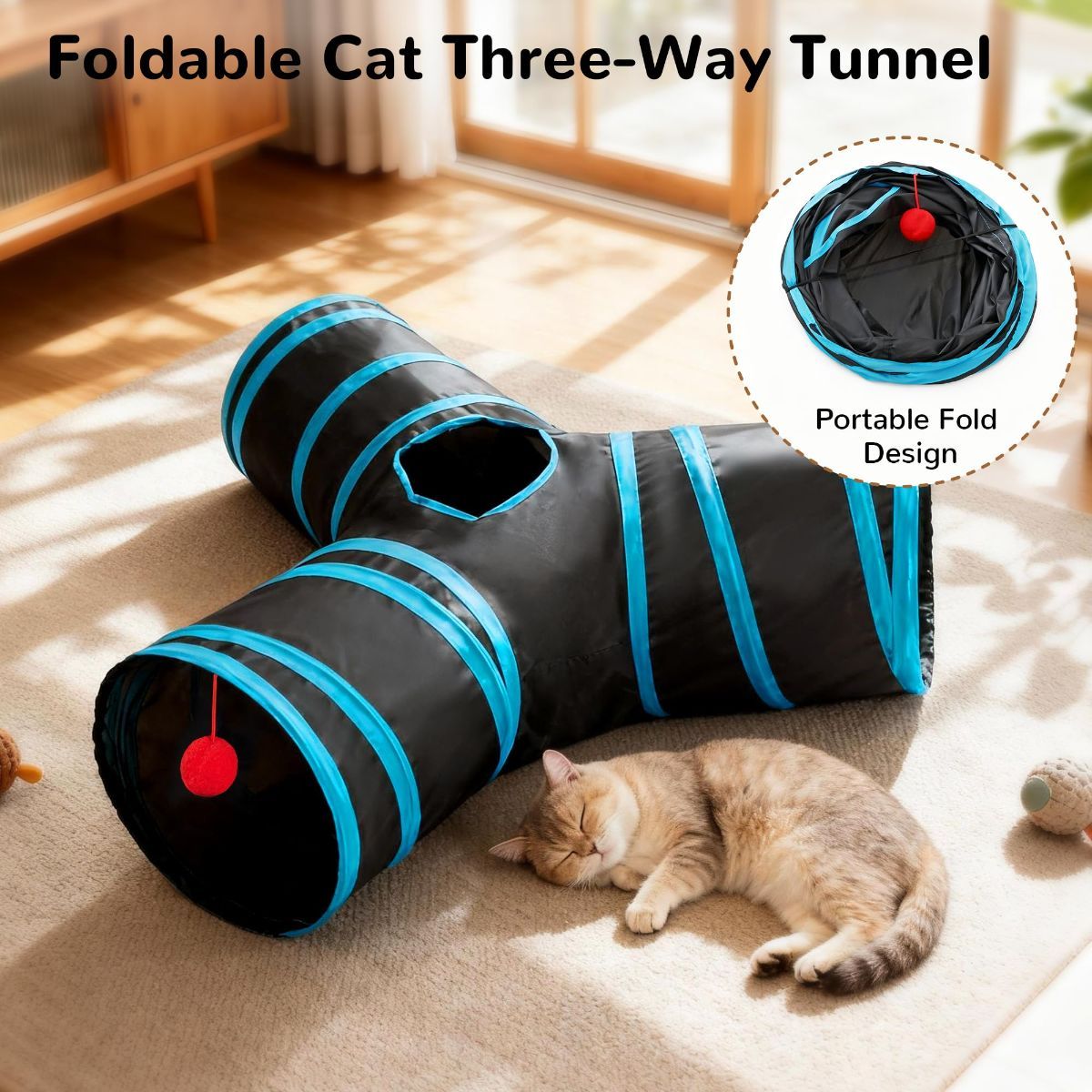 Cat Toy Interactive Cat Toy Cat Tunnel Feather Teaser Wand Indoor Cat Toy Cat - Image 8