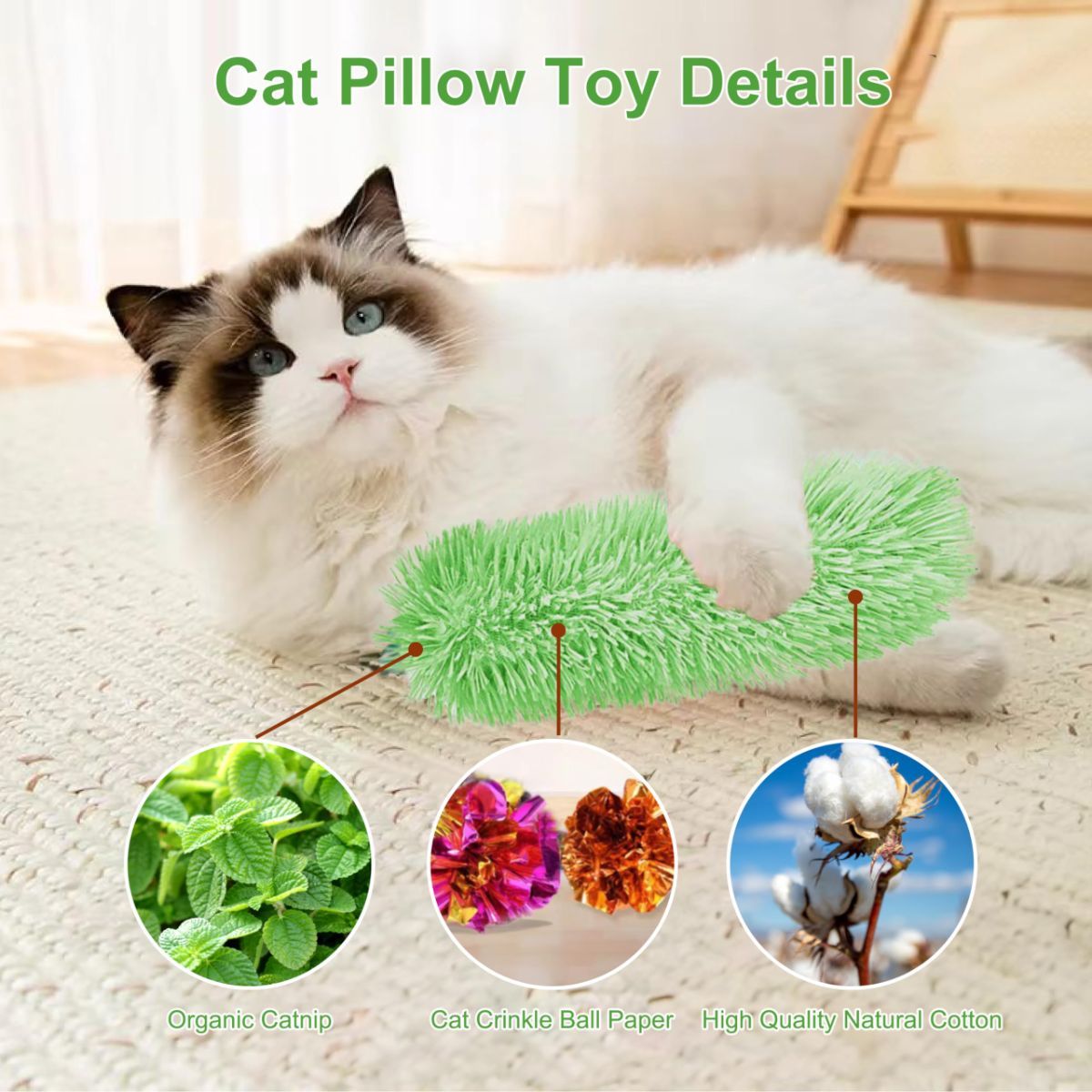 3-Piece Cat Toys Interactive Cat Toys Cat Pillow Toys Catnip Toys Indoor Cat Toys Soft - Image 4