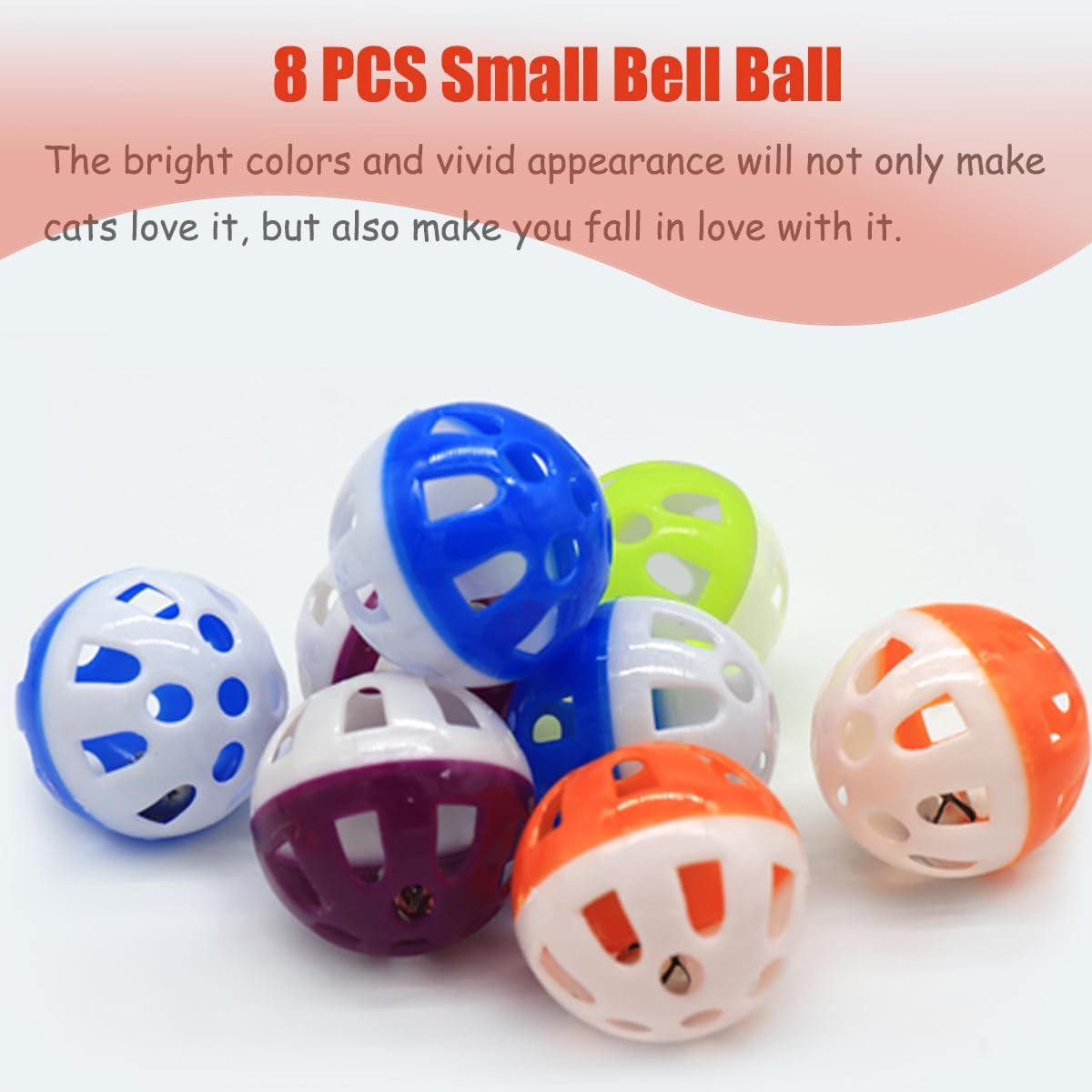 24-Piece Cat Toys Bell Ball Cat Toys Interactive Cat Toys Kitten Toys Colorful，Random color - Image 2