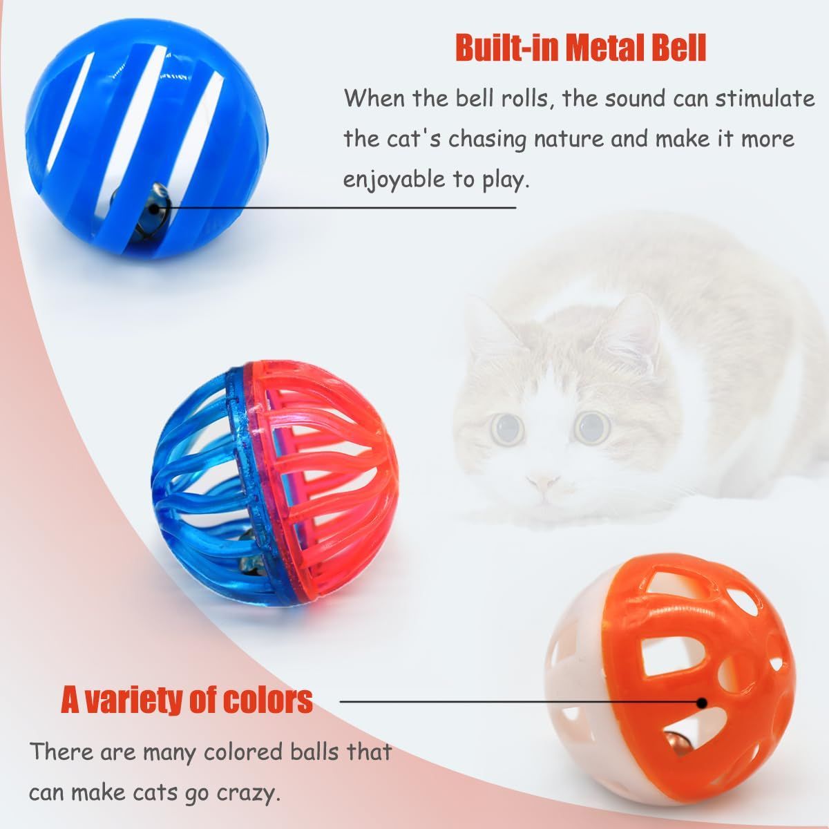 24-Piece Cat Toys Bell Ball Cat Toys Interactive Cat Toys Kitten Toys Colorful，Random color - Image 3