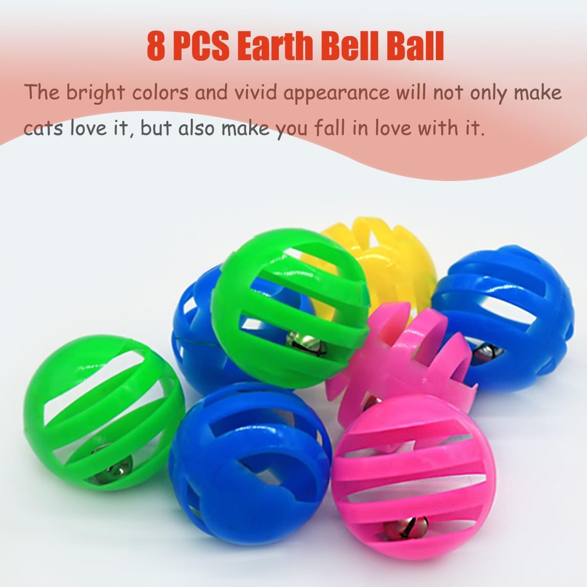 24-Piece Cat Toys Bell Ball Cat Toys Interactive Cat Toys Kitten Toys Colorful，Random color - Image 4