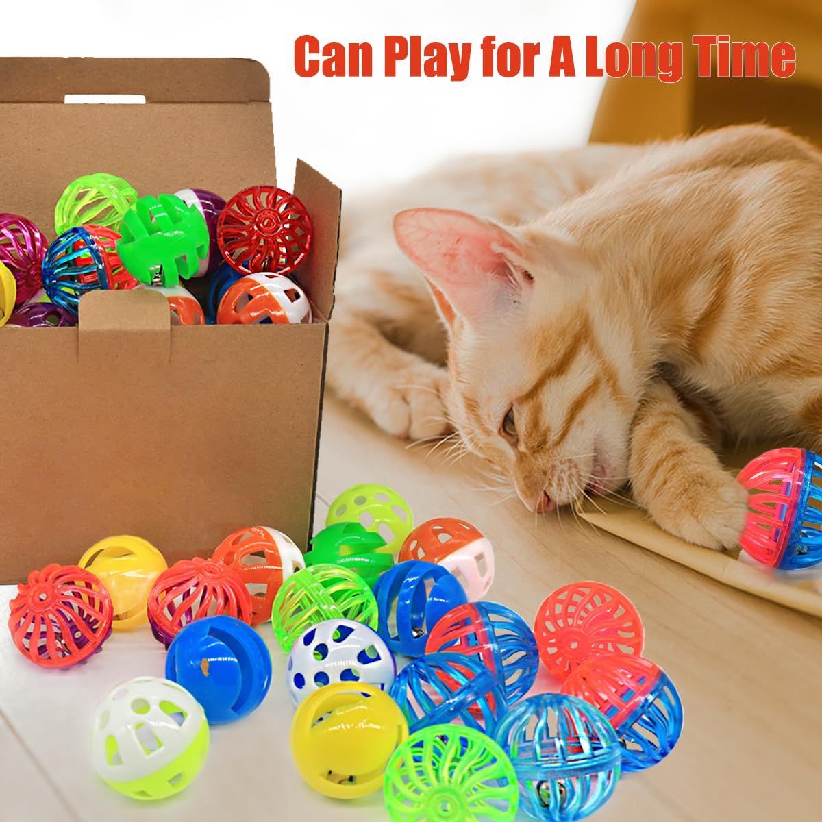 24-Piece Cat Toys Bell Ball Cat Toys Interactive Cat Toys Kitten Toys Colorful，Random color - Image 6