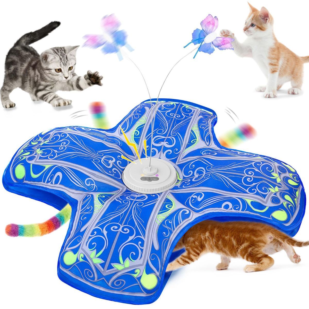 Cat Toy Interactive Cat Toy Moving Butterfly Toy Feather Cat Toy Cat Enrichment - Image 1