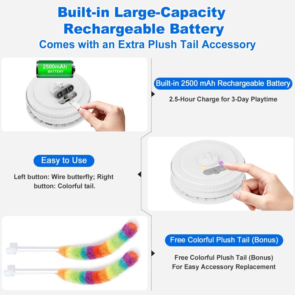 Cat Toy Interactive Cat Toy Moving Butterfly Toy Feather Cat Toy Cat Enrichment - Image 2