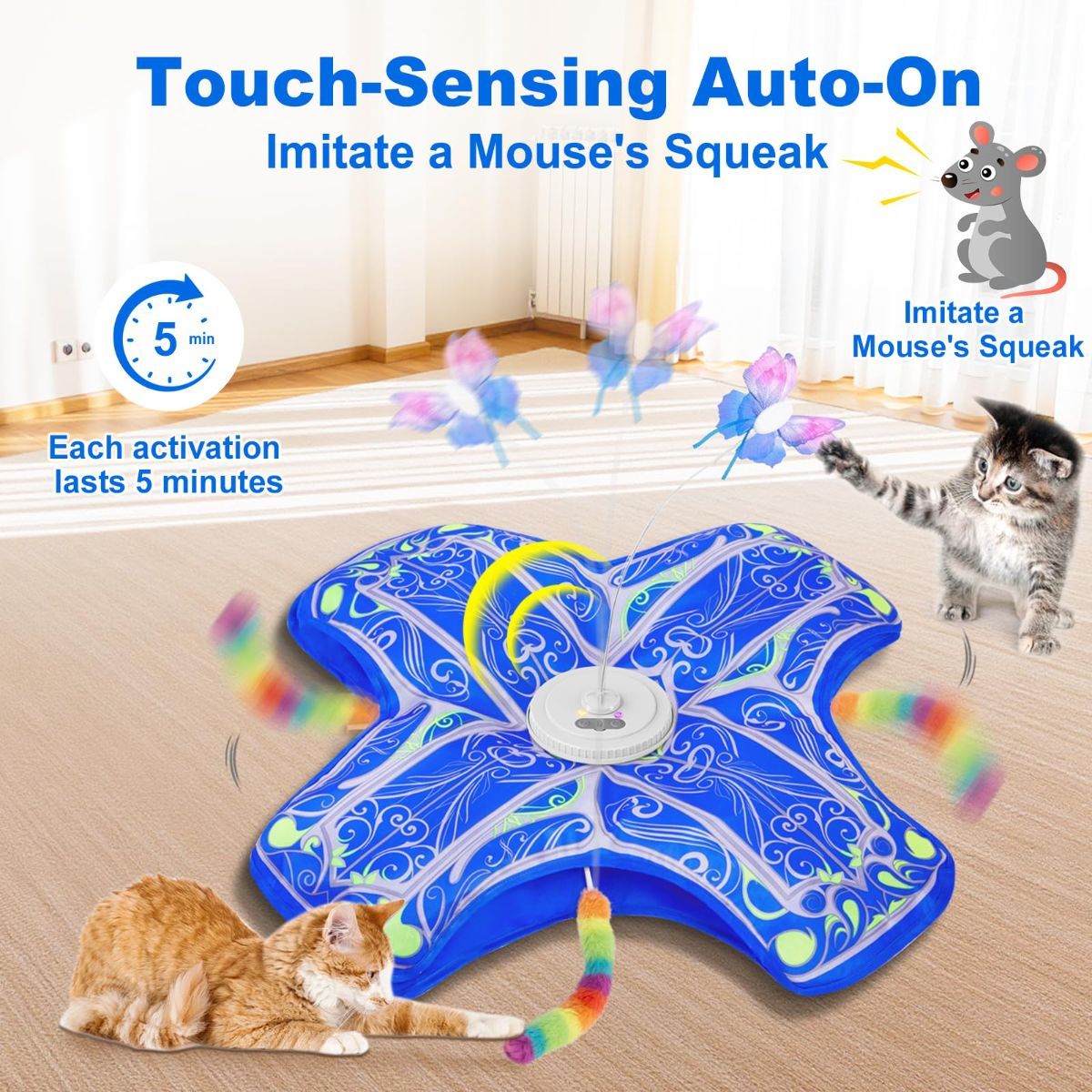 Cat Toy Interactive Cat Toy Moving Butterfly Toy Feather Cat Toy Cat Enrichment - Image 3