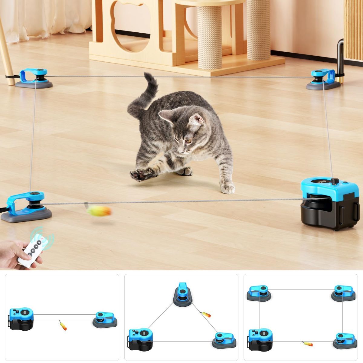 Interactive Cat Toy Automatic Cat Toy Manual Cat Toy DIY Feather Mouse Toy Cat - Image 1