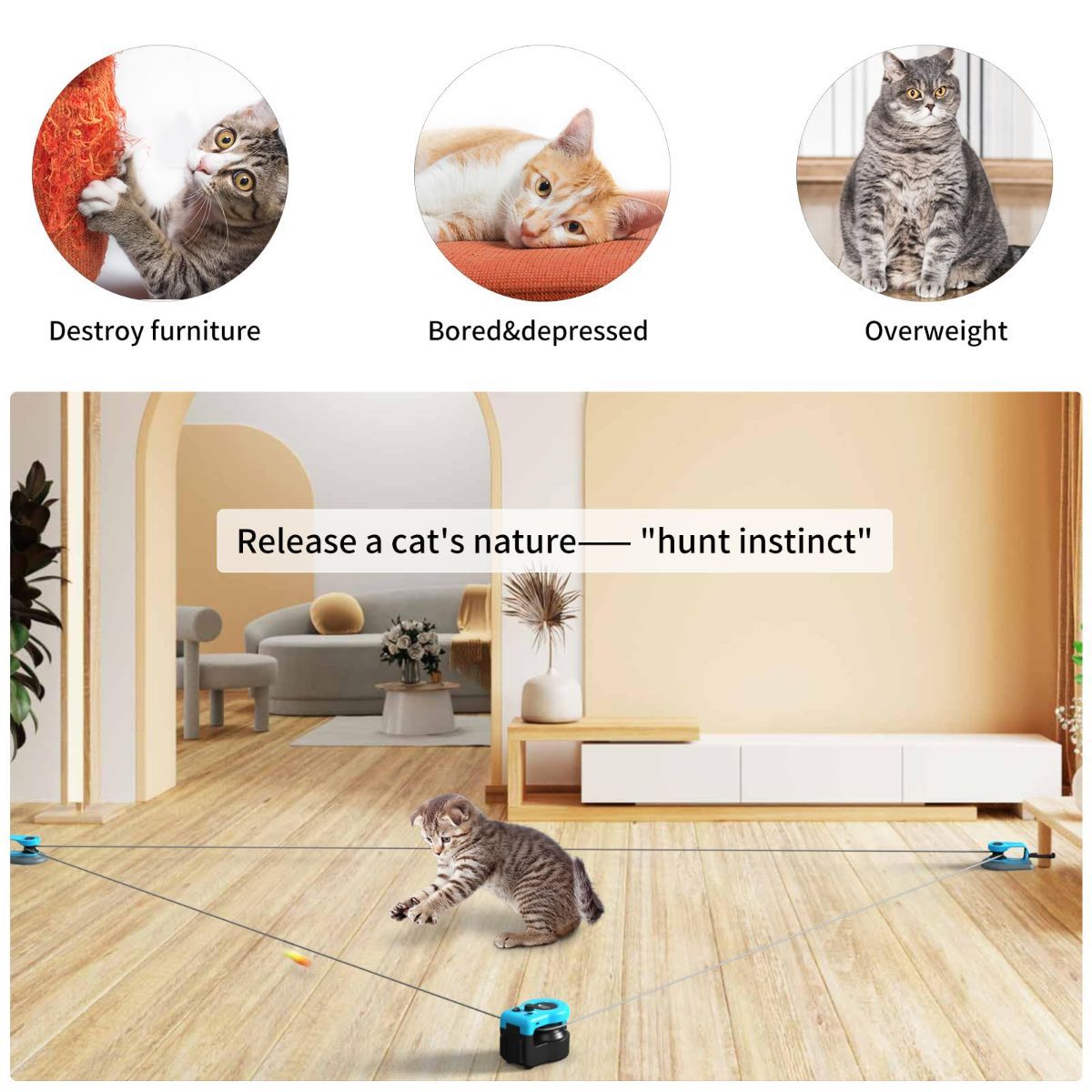 Interactive Cat Toy Automatic Cat Toy Manual Cat Toy DIY Feather Mouse Toy Cat - Image 7