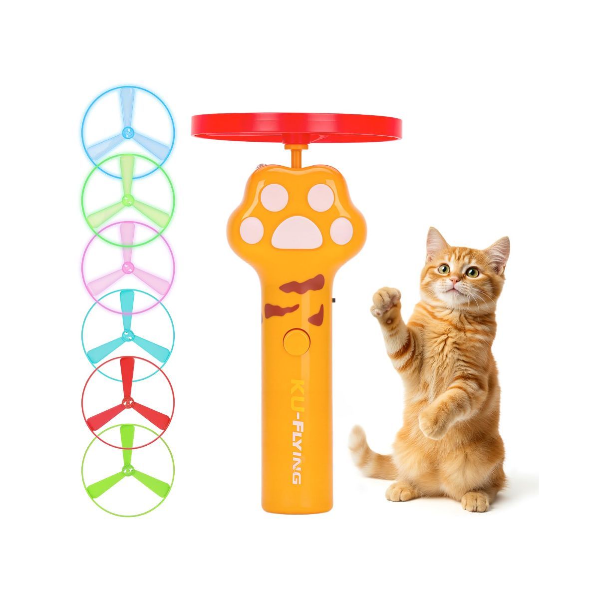 Cat Toy Dog Toy Rechargeable Disc Launcher Flying Spinners Interactive Pet - Image 1