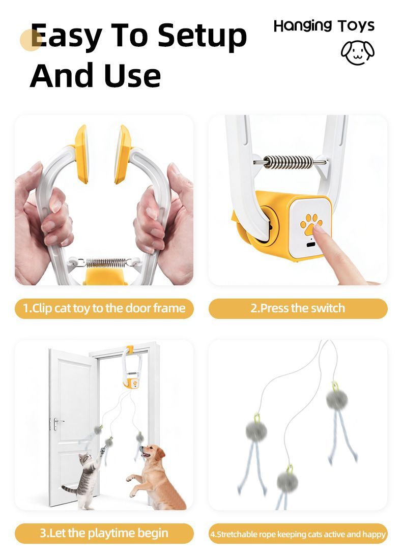 Interactive Cat Toy Electric Cat Teaser Remote Control Cat Toy Door Clip Cat - Image 5