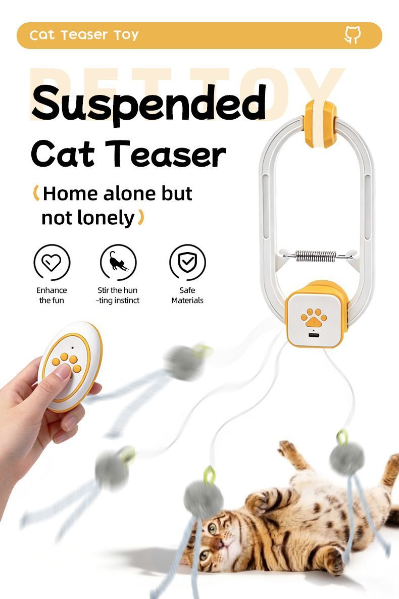 Interactive Cat Toy Electric Cat Teaser Remote Control Cat Toy Door Clip Cat - Image 8