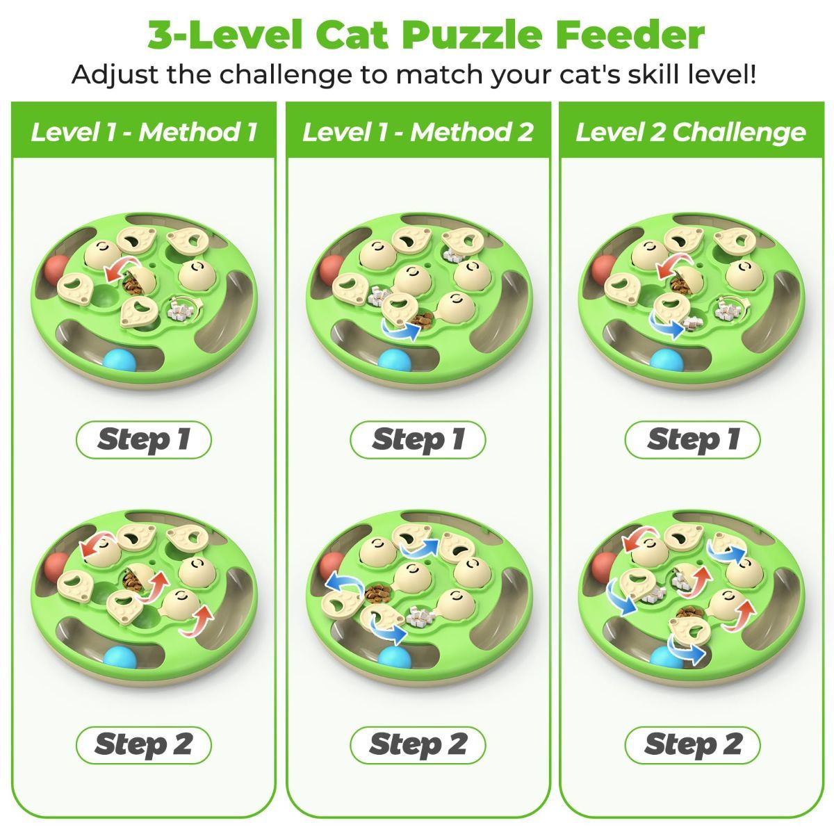 cat toy, 3-in-1 cat treat feeder, cat puzzle toy, trackball cat toy, feather teaser cat toy, slow-feeder cat toy, cat mental stimulation toy, indoor cat toy Australia, interactive cat puzzle - Image 4