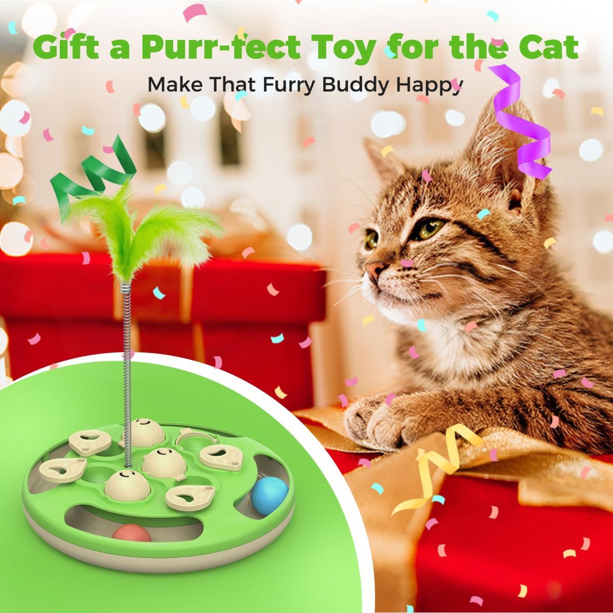 cat toy, 3-in-1 cat treat feeder, cat puzzle toy, trackball cat toy, feather teaser cat toy, slow-feeder cat toy, cat mental stimulation toy, indoor cat toy Australia, interactive cat puzzle - Image 5