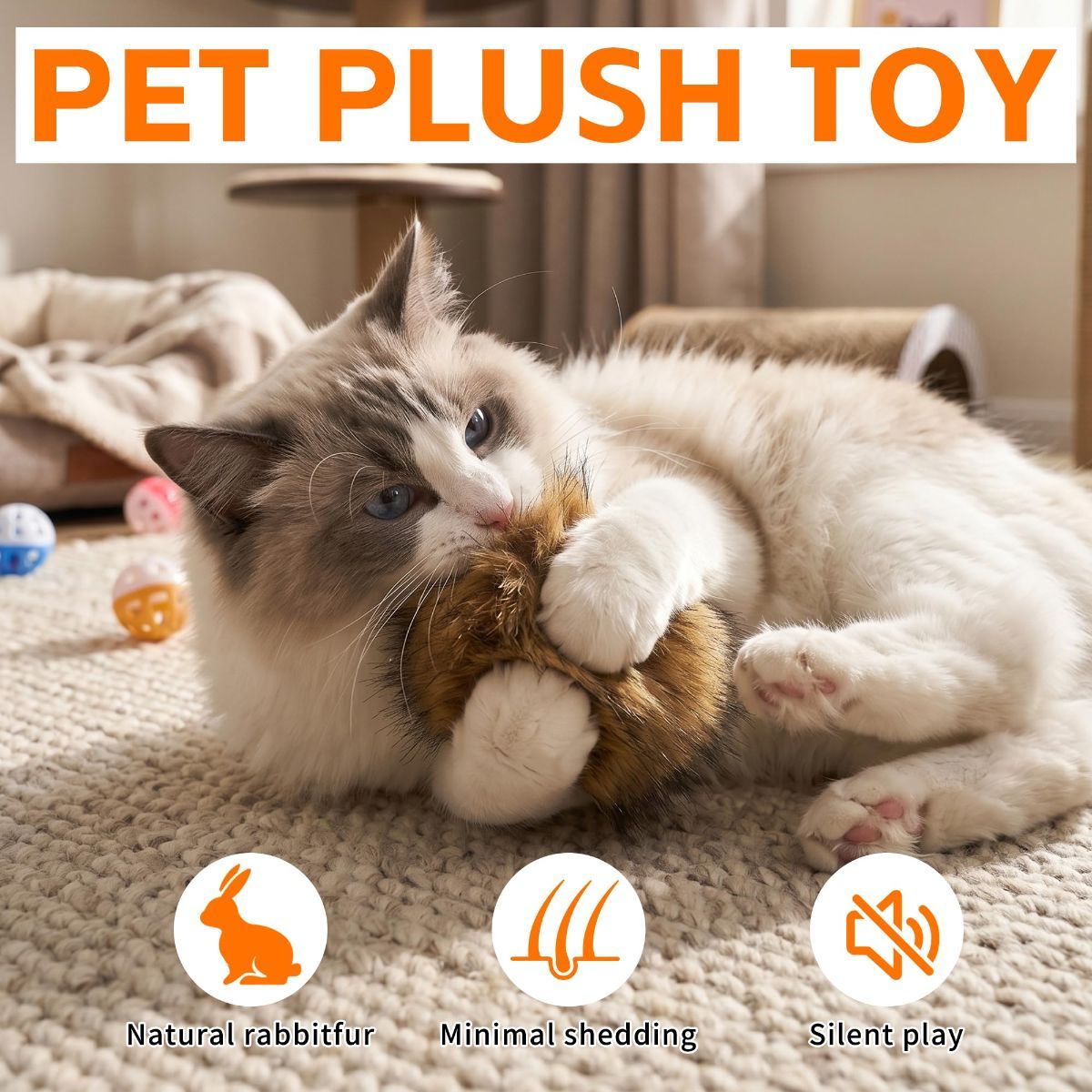 Cat Toys Furry Pom-Pom Toys Durable Cat Toys Indoor Cat Toys Cat Playtime - Image 2